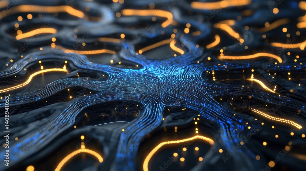 Poster abstract neural networks with glowing pathways representing advanced technology and innovation in di