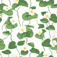 Houttuynia cordata pattern. Exquisite vector plant patterns.