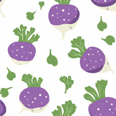 Kohlrabi pattern. Exquisite vector plant patterns.