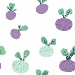 Kohlrabi pattern. Exquisite vector plant patterns.