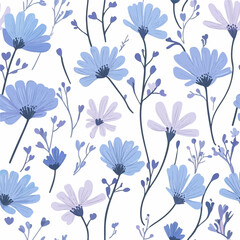 Chicory pattern. Exquisite vector plant patterns.