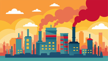 Obraz premium The citys polluted skyline was a call to action demanding that we take responsibility for our actions and their impact on the climate.. Vector illustration