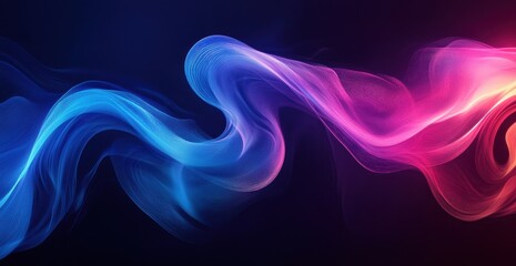 Abstract flowing waves of vibrant blue and pink colors