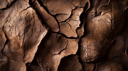 Obraz premium Dry Cracked Earth Texture Background Brown Soil