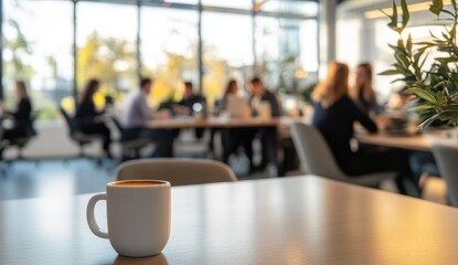 A Moment of Calm Amidst the Hustle: Coffee Break in a Modern Office