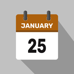 25 january calender icon text page monthly web design.