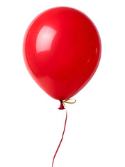 A single red helium balloon, isolated for birthday party celebration decoration