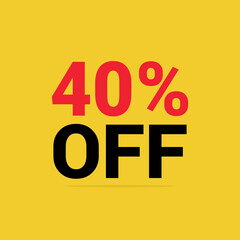 Price discount 40 percent promotion yellow tag