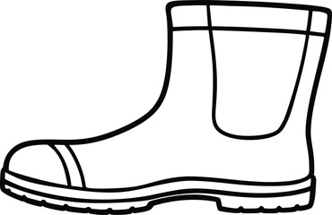 rubber boot line art vector, rubber boot outline coloring book page drawing