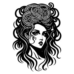 Intricate Medusa Illustration with Snake Hair