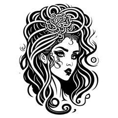 Gothic Beauty Monochrome Artistic Illustration