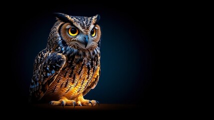 Glowing Pixel Art Owl on Dark Background