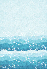 波　和紙　模様　背景　