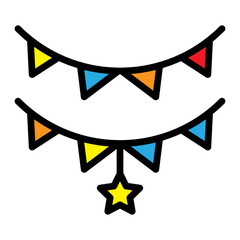 Carnival Flags Vector Filled Icon Design