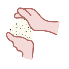 おにぎりを握るシンプルなイラスト素材