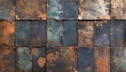vintage oxidized copper patina corrugated metal background grunge texture