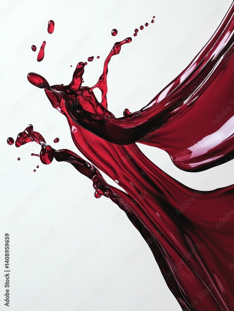 Poster crimson cascade: dynamic burst of red liquid creating an abstract expression