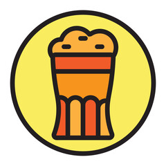 Beer Glass with Foam Vector Filled Icon Design