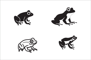 Obraz premium Frog Silhouette Vector – Jumping Amphibian Clipart for Cricut & Design ProjectsMinimalist Frog Vector Silhouette – Black Animal Outline PNG & SVGTree Frog Silhouette – Printable Amphibian Vector f