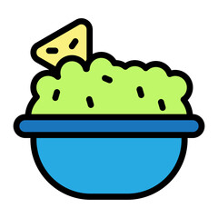 Guacamole Bowl Vector Filled Icon Design