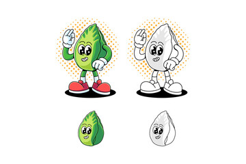 romaine lettuce, chinese cabbage vegetable retro cartoon character mascot illustration with standing pose and showing ok hand for market, farmer, agriculture, restaurant mascots and merchandise