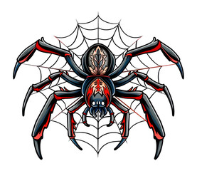 Fototapeta premium PNG Tattoo illustration spider with spider web arachnid invertebrate chandelier.