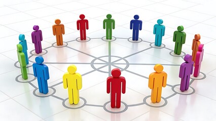 Colorful Network of Connected People Illustrating Teamwork Collaboration and Community