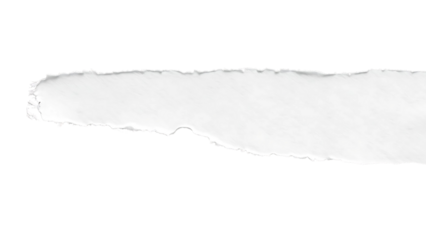 Textured White Watercolor Paper Strip with Deckled Edge on Black Background – High-Resolution Close-Up Highlighting Rough Fibers and Irregular Tears