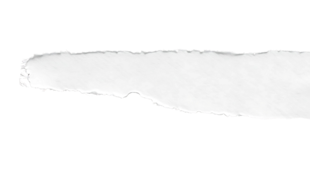Textured White Watercolor Paper Strip with Deckled Edge on Black Background – High-Resolution Close-Up Highlighting Rough Fibers and Irregular Tears