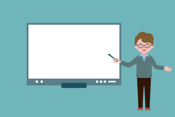 A man in digital board presentations