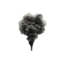 A thick plume of dark smoke billows from a chimney, creating a striking visual of pollution and industrial activity.