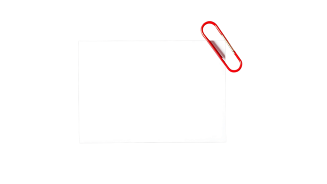 Minimalist Top-Down View of Blank White Note with Red Paperclip on transparent Background – High-Resolution Stock Photo with Lens Flare, Soft Shadows, and Vibrant Lighting - Powered by Adobe
