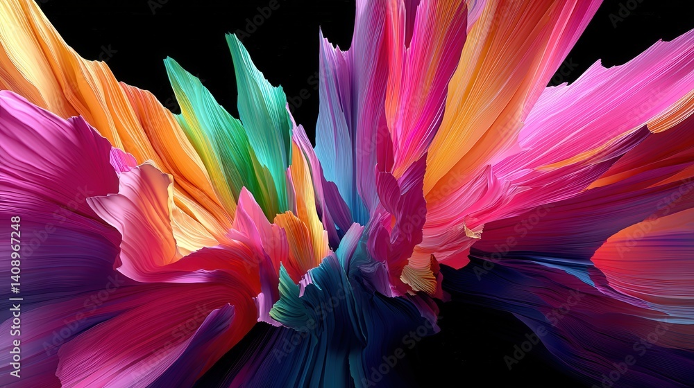 Poster vibrant and colorful flower in full bloom surrounded by dynamic abstract shapes creating an artistic