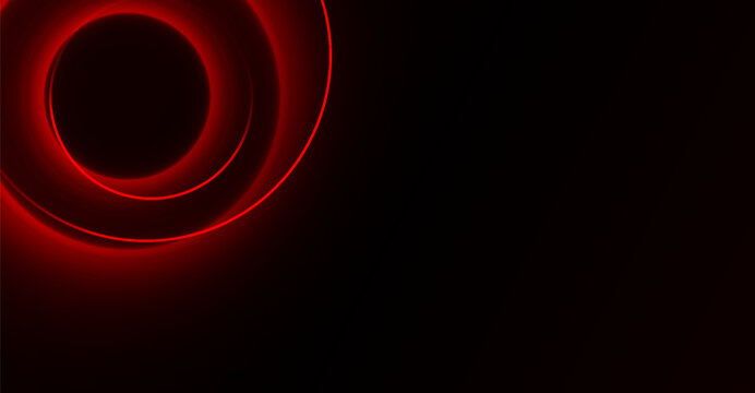 Vibrant Red Circles on Dark Backdrop: Minimalist Abstract Design with Neon Effect for Futuristic Visuals and Dynamic Backgrounds, Perfect for Modern Presentations