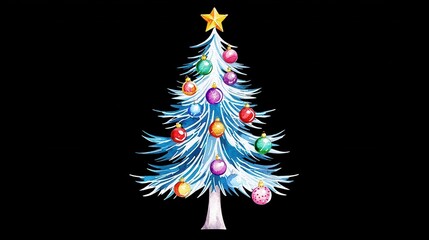 Obraz premium Hand-painted Christmas Tree Illustration