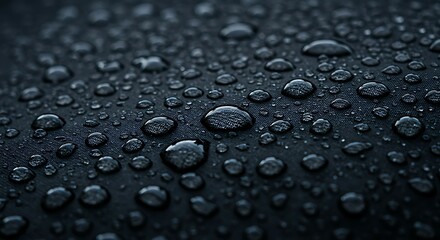 Water droplets background. Abstract natural background of drops. Water drops on waterproof fabric background.