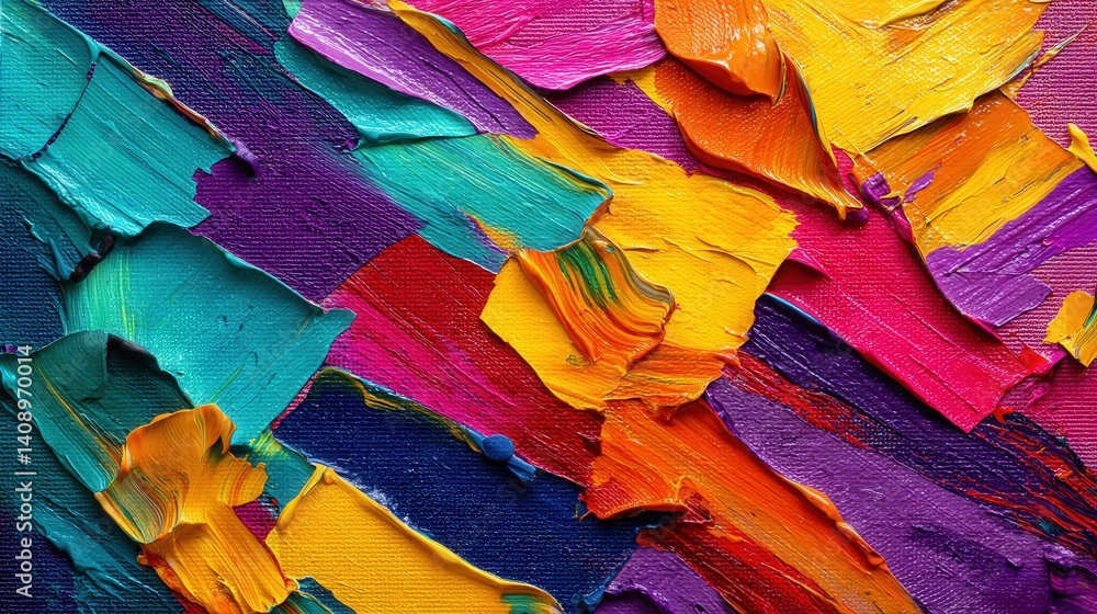 Poster vibrant abstract painting featuring a colorful display of artistic expression with blended hues and 