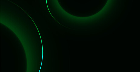 Emerald Green Light Rings on Black Background for Modern Technology Designs and Abstract Digital Art Projects Creating an Immersive Visual Experience