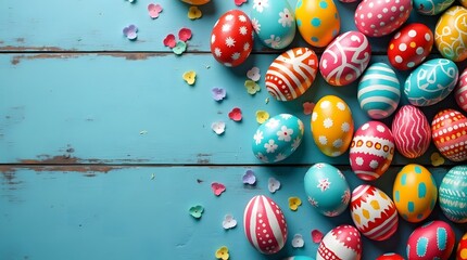 easter eggs on a wooden background