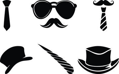 Premium quality and variety style Fathers Day icon silhouette vector art, Fathers Day icon isolated line art vector illustration set