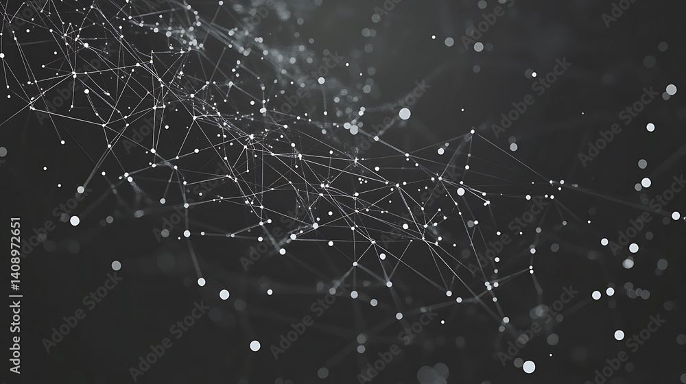 Poster network connecting points and lines on dark background