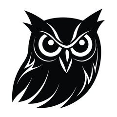 Owl head silhouette vector illustration 