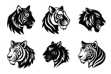 Tiger head silhouette vector illustration 