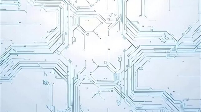 Clean Blue Circuit Pattern on White Backdrop