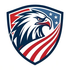 Naklejka premium American Eagle Logo with Stars and Stripes in Patriotic Colors