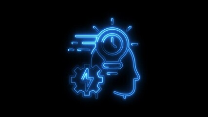 Glowing neon fast track icon 4k isolated on black background. HD Video motion graphic animation
