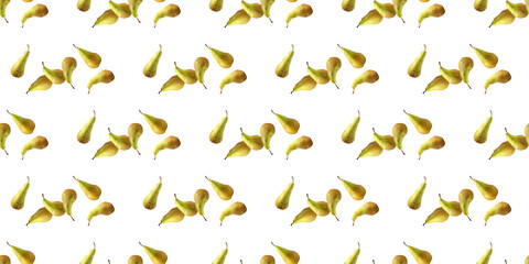 Seamless pattern of ripe pears forming an appealing design on white background