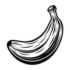 Banana monochrome design. Outline banana with a bold black stroke on a white background