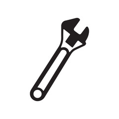 Mechanical wrench icon in black silhouette vector illustration