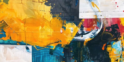 The abstract splash painting colored by vivid shade of oil color stained on the canvas express contemporary style from paint. Modern wallpaper brush vibrant watercolor with seamlessly pattern. AIG61.